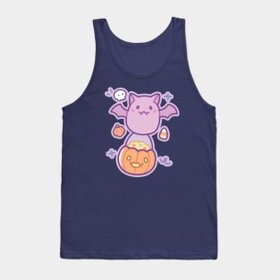 Cute Bat With Pumpkin Halloween Tank Top